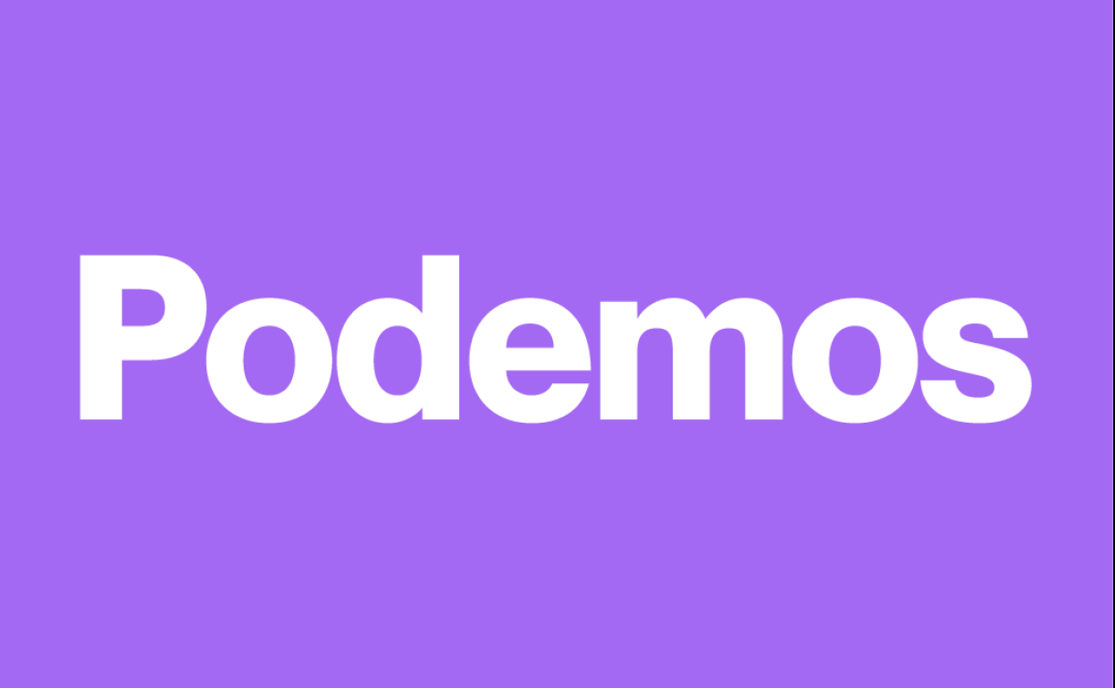 Nuevo logotipo de Podemos con el fondo morado la tipografía en blanco.