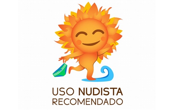 Imagotipo propuesto por la Federación Española de Naturismo para ilustrar los carteles de las playas de tradición nudista.