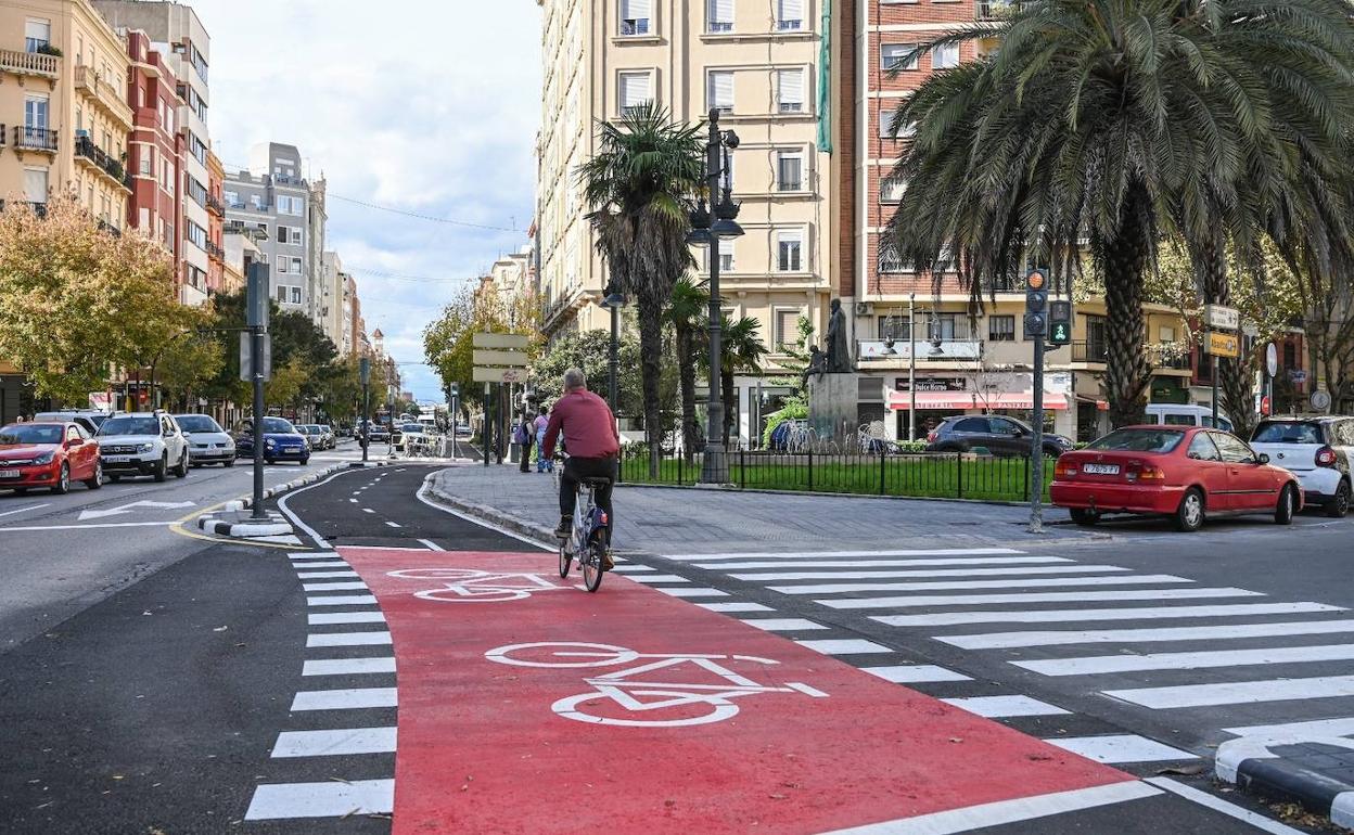 Tramo abierto en el itinerario que va desde la avenida del Cid hasta el centro de Valencia. 