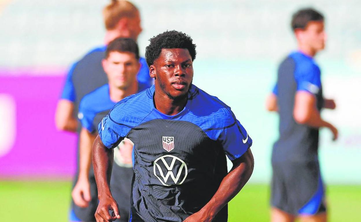 Yunus Musah, en un entrenamiento con la selección de Estados Unidos 