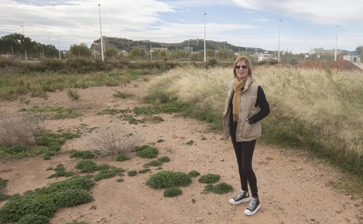 Alicia Rochina, en los terrenos donde tiene previsto construir su vivienda. 