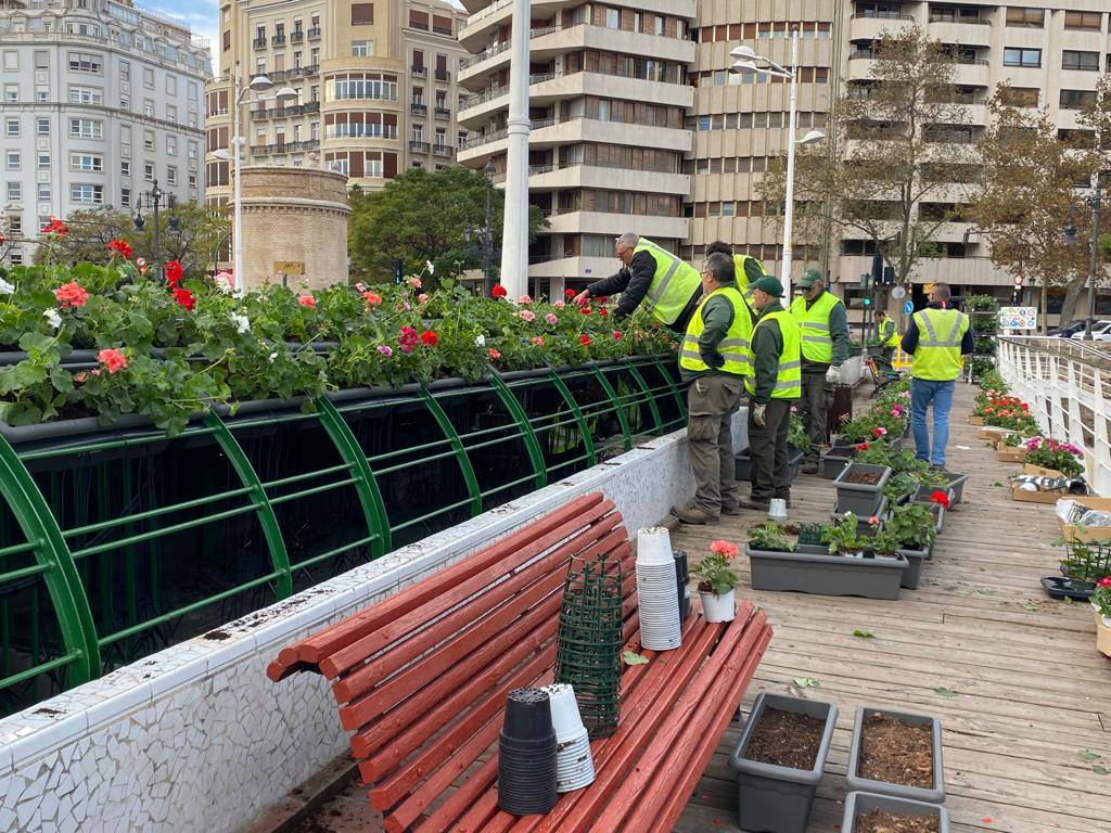 Fotos: El puente de las Flores de Valencia se pone a punto