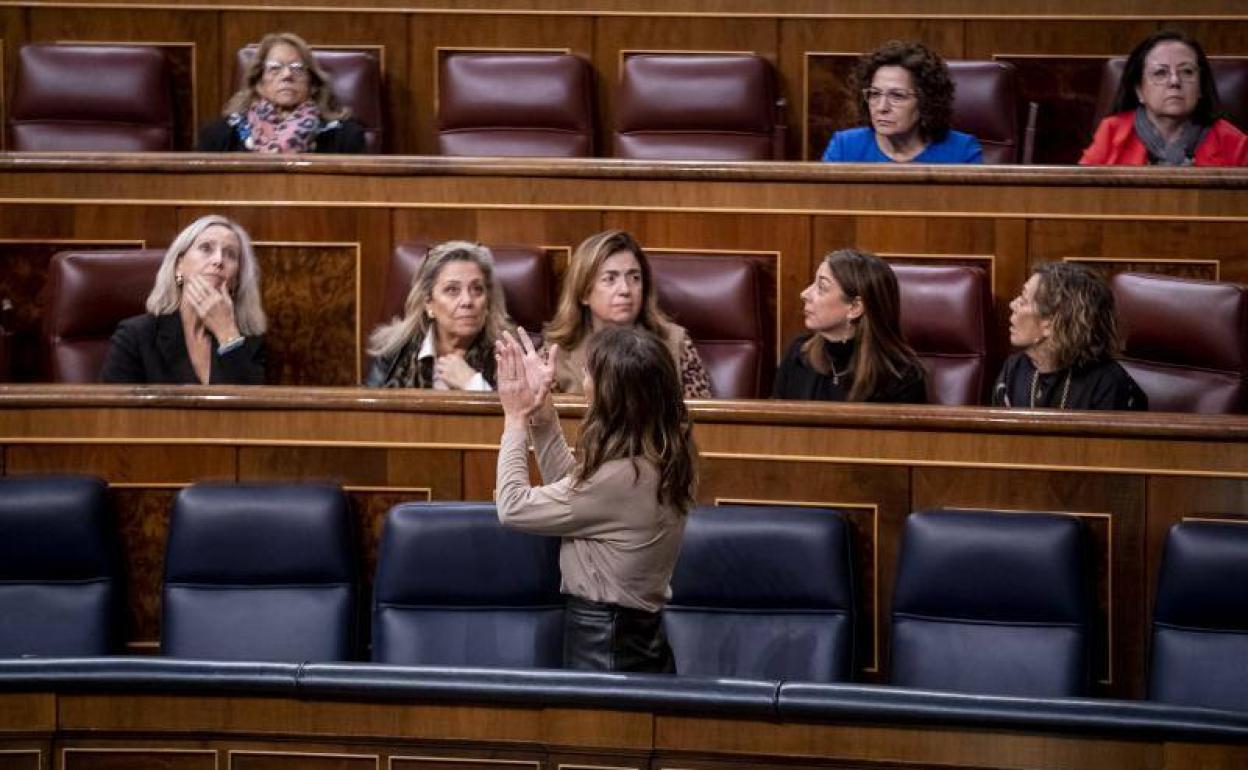 La ministra de Igualdad, Irene Montero, hoy en el Congreso, tras el debate sobre la ley trans 