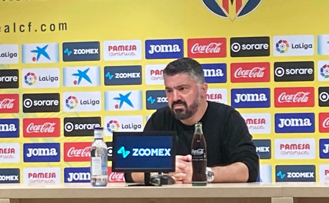 Gattuso, en rueda de prensa tras la derrota ante el Villarreal. 
