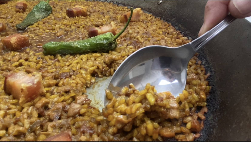 Arroz de torreznos de Soria y presa ibérica