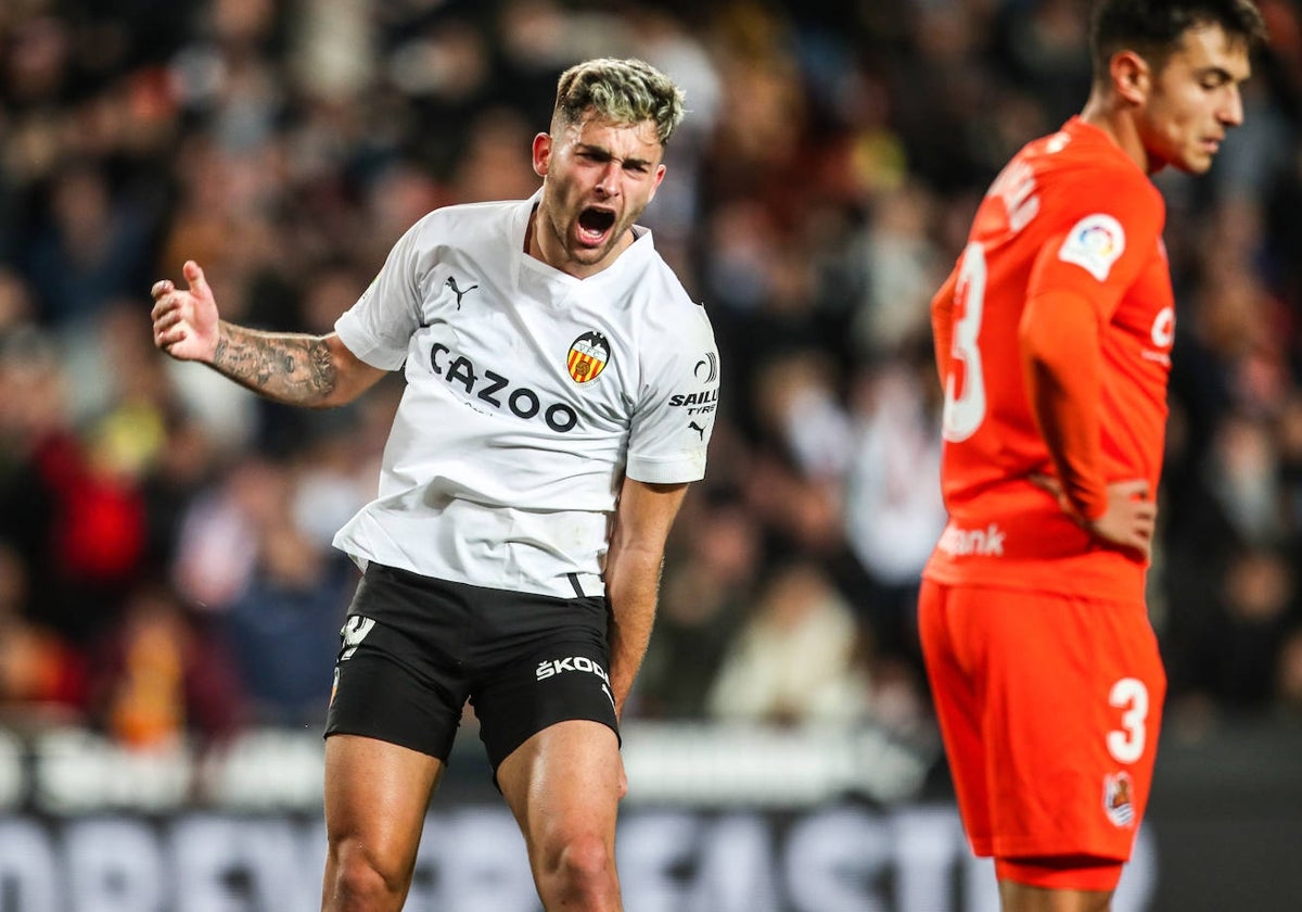 Hugo Duro, en el partido contra la Real Sociedad.