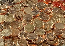 Monedas de 1 céntimo en una imagen de archivo