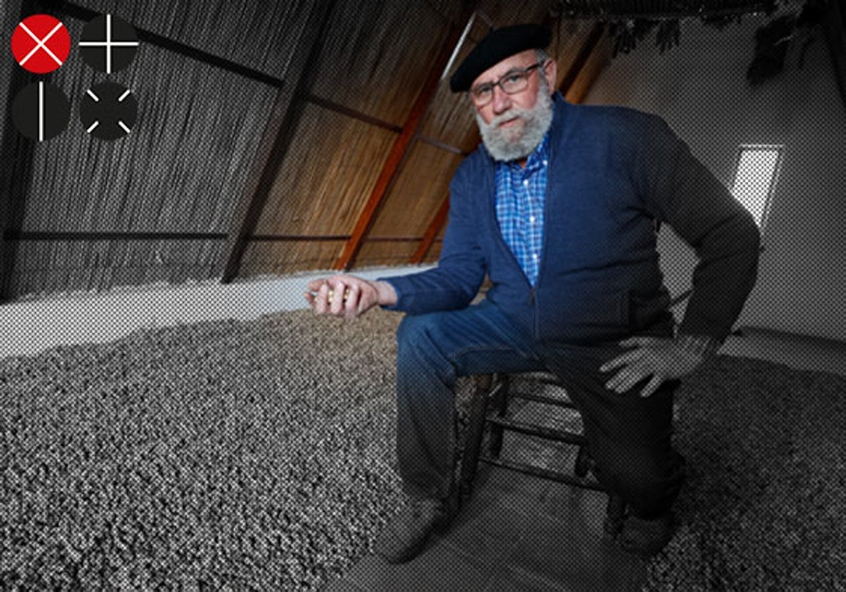 Toni Montoliu sostiene cacau del collaret, una de las joyas que cultiva en sus campos.