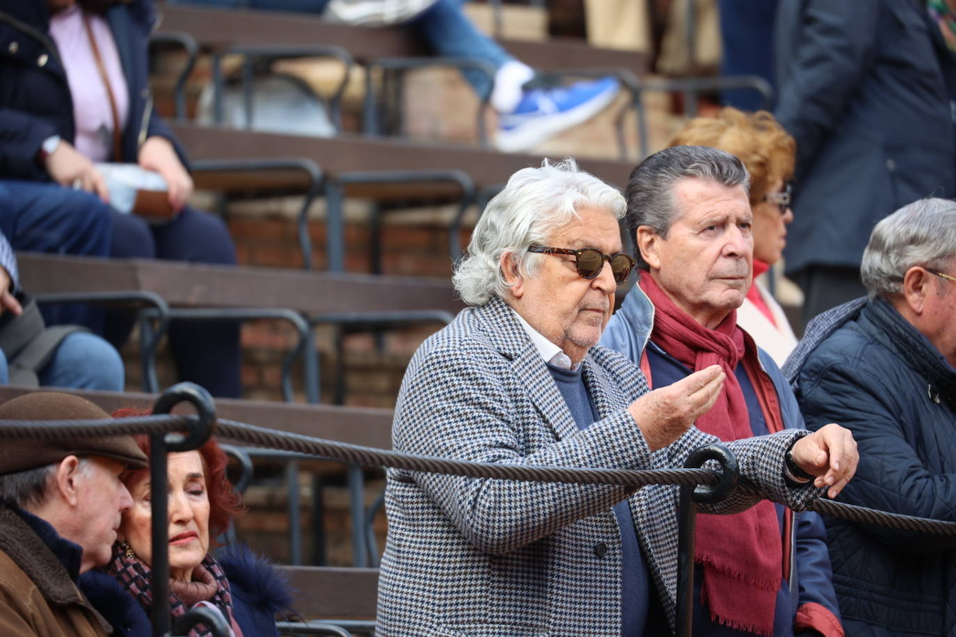 Carmen Lomana, Feliciano López y Juan Roig, en la tarde de Roca Rey