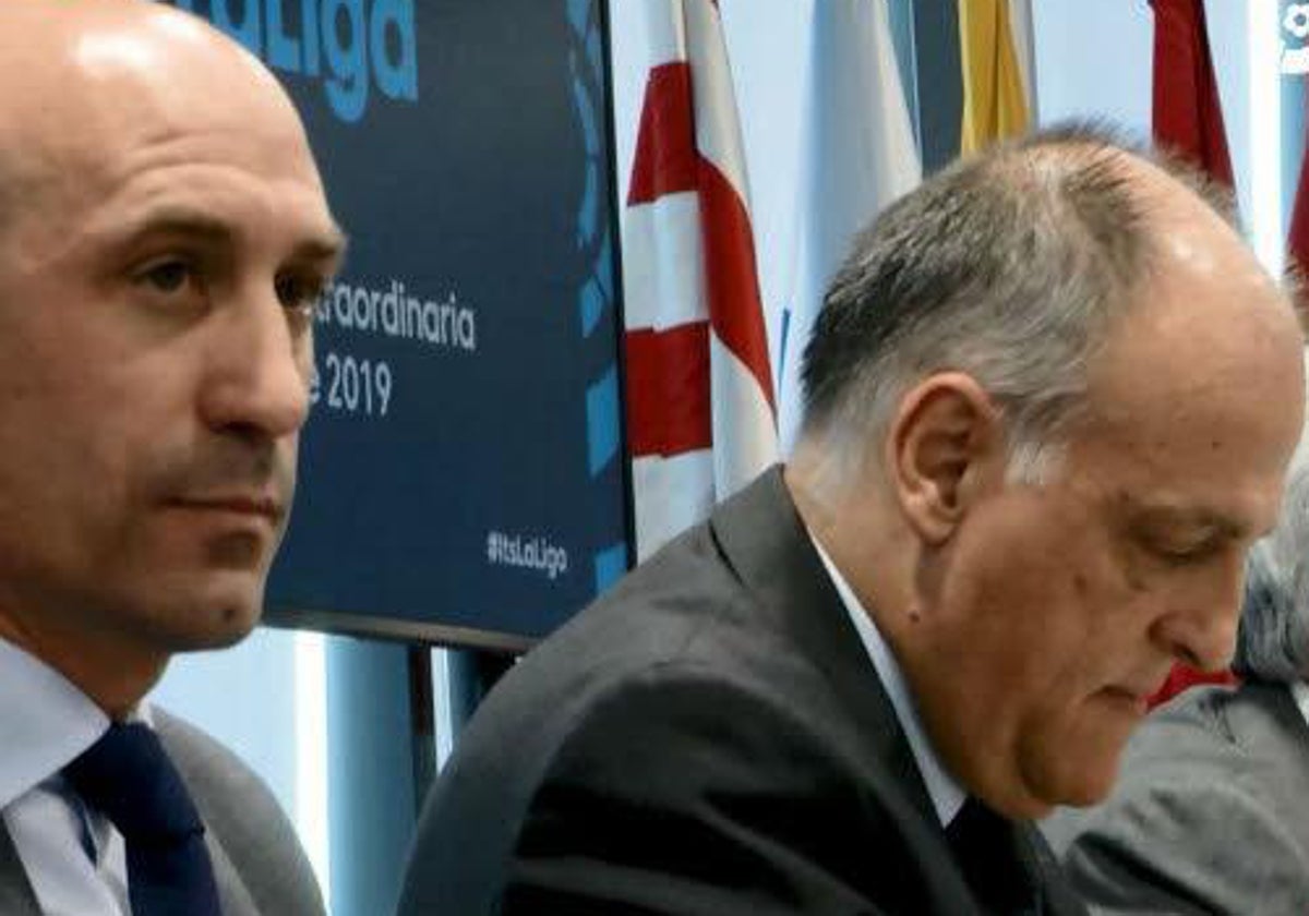 Luis Rubiales, presidente de la Federación, y Javier Tebas, de LaLiga