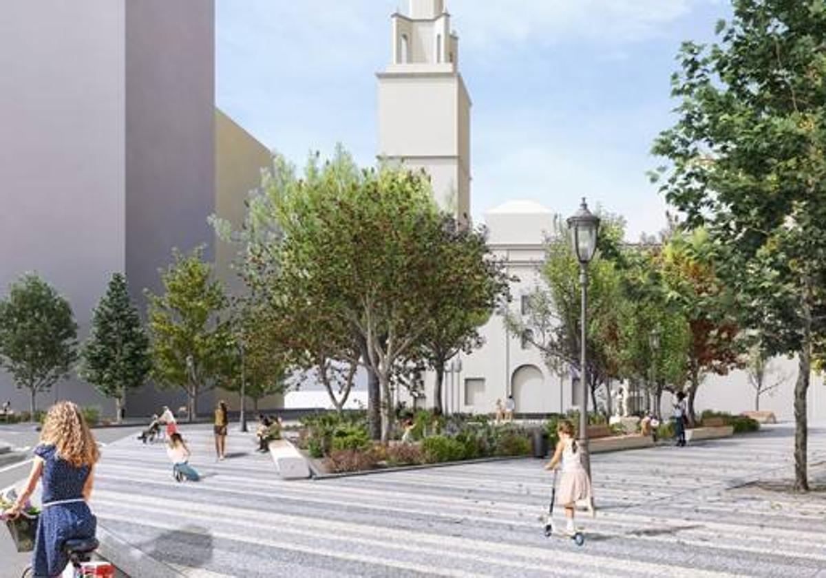 Simulación del proyecto para la remodelación de la plaza de Santa Mònica