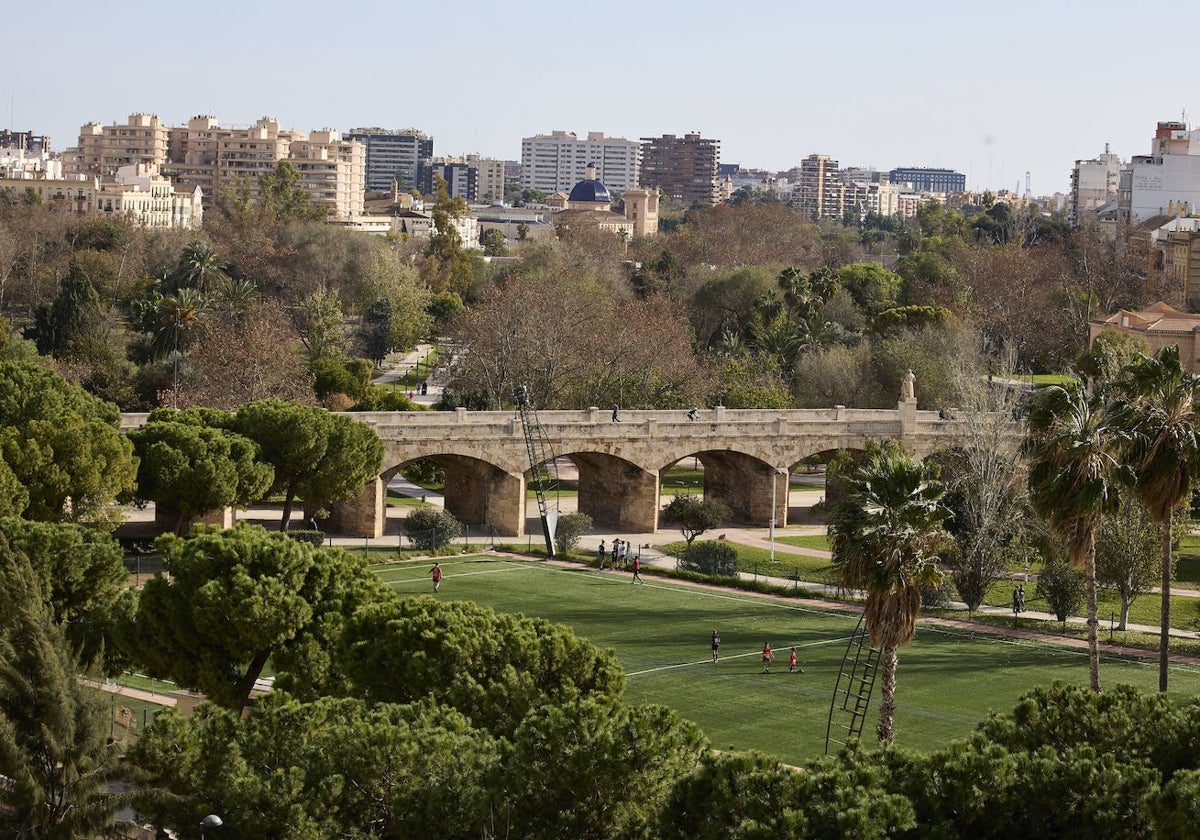 Jardín del Turia, uno de los más grandes de España.