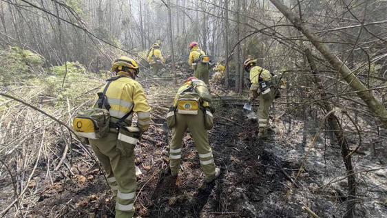 Bomberos trabajando en la extinción del incendio este miércoles en Castellón.