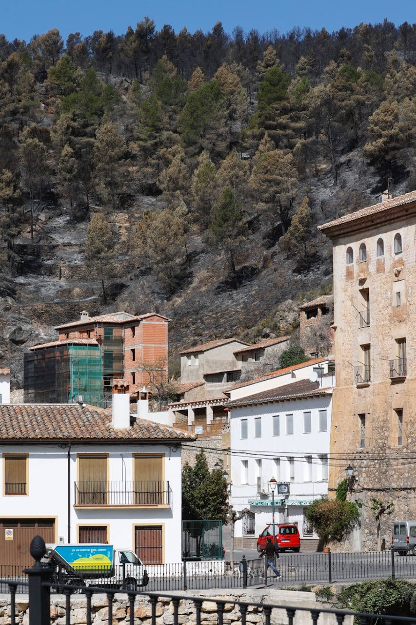 Montán, arrasado por las llamas del incendio en Castellón