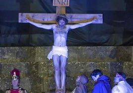 Momento de la representación de la Pasión de Cristo de años pasados.