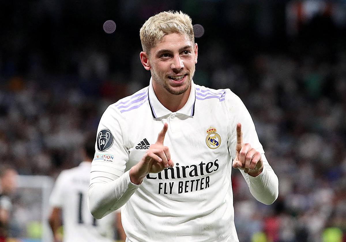 Fede Valverde dedicando un gol esta temporada.