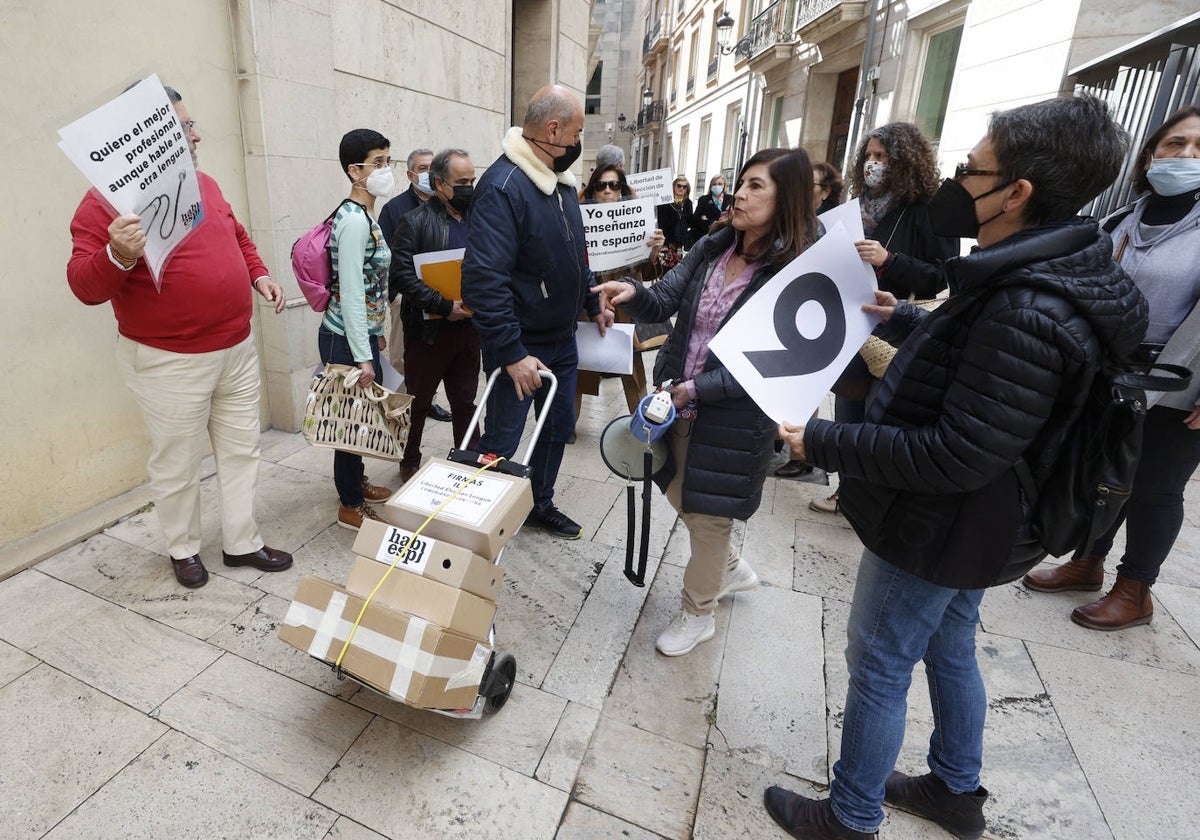 Presentación de las firmas recogidas por Hablamos Español para tramitar su ILP.