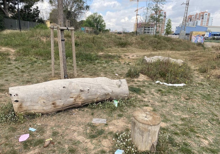 Suciedad en la zona del bosquete, junto al parque de Benicalap.