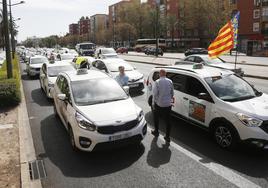 Protesta de taxistas en Valencia.