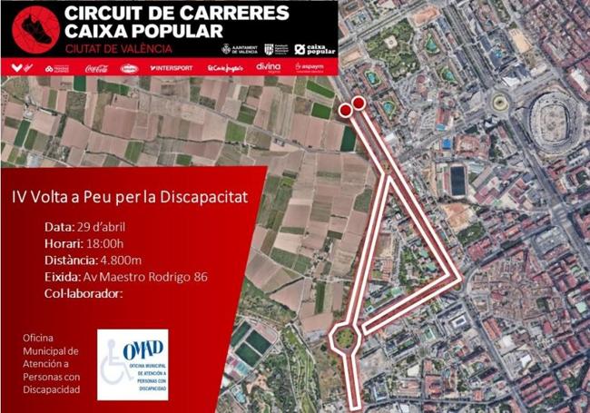 Recorrido de la 4ª Volta a Peu per la Discapacitat «Ciutat de València».