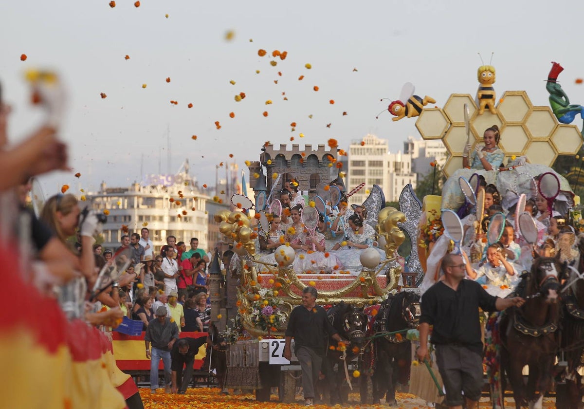 Celebración de la Batalla de Flores de Valencia, en la Alameda, en una pasada edición.