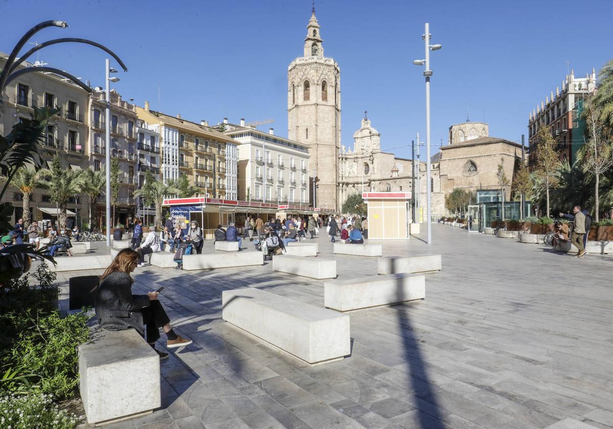 La plaza de la Reina de Valencia, sin los toldos, en una imagen de archivo.