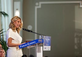 Yolanda Díaz, este viernes en Madrid.