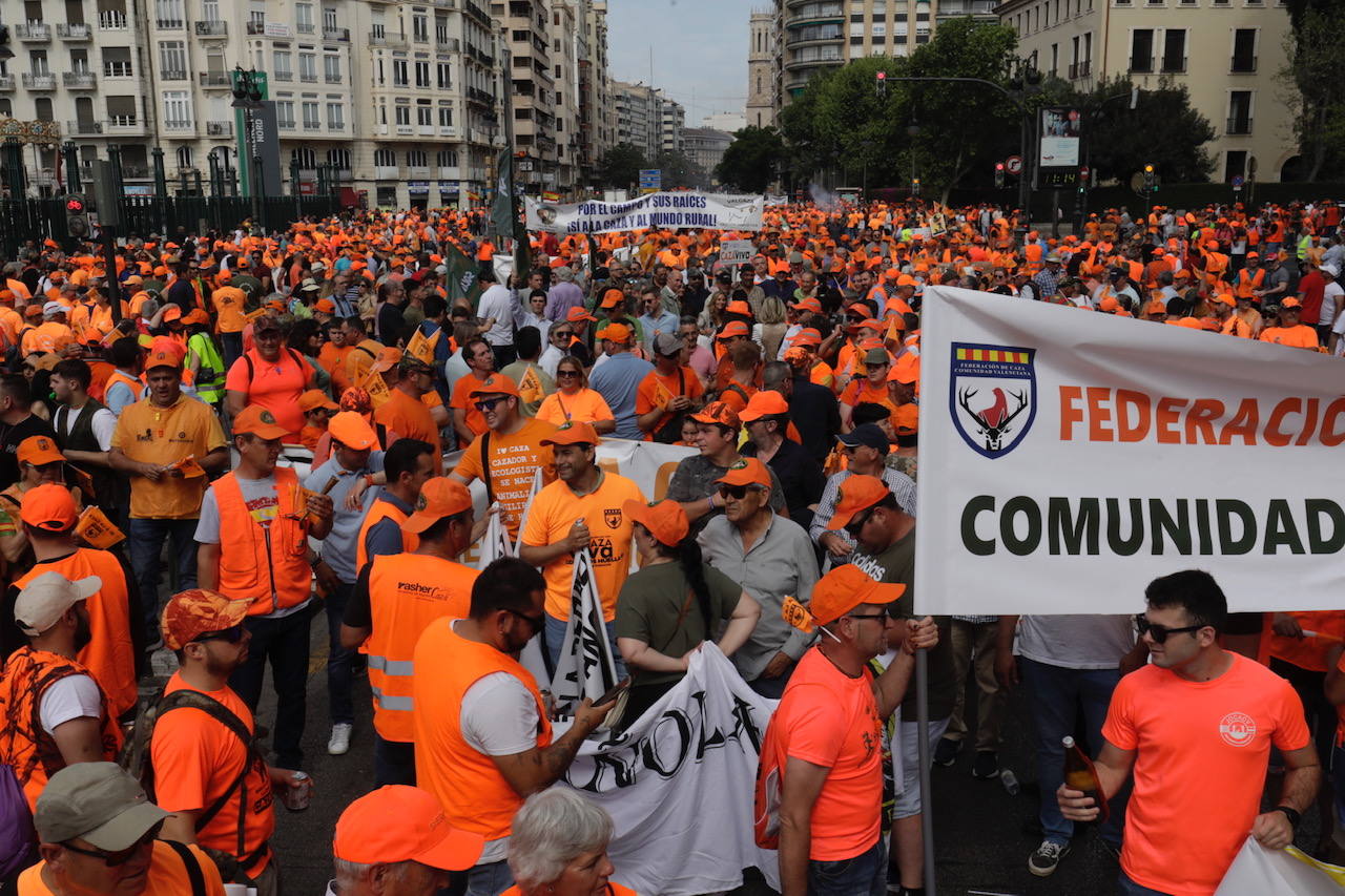 Así ha sido la manifestación en defensa de la caza celebrada en Valencia