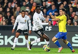 Diakhaby, en un partido contra el Cádiz de esta temporada.