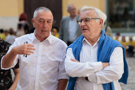 El candidato de Compromís a la Presidencia de la Generalitat, Joan Baldoví y el alcalde de Valencia y candidato a la reelección, Joan Ribó