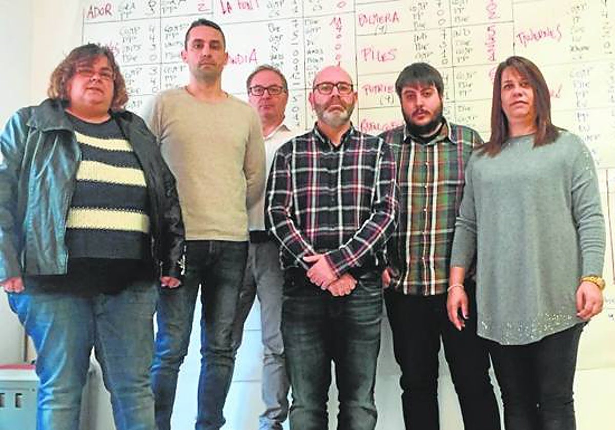 Los ediles de Compromís de Palma, junto a otras responsables.