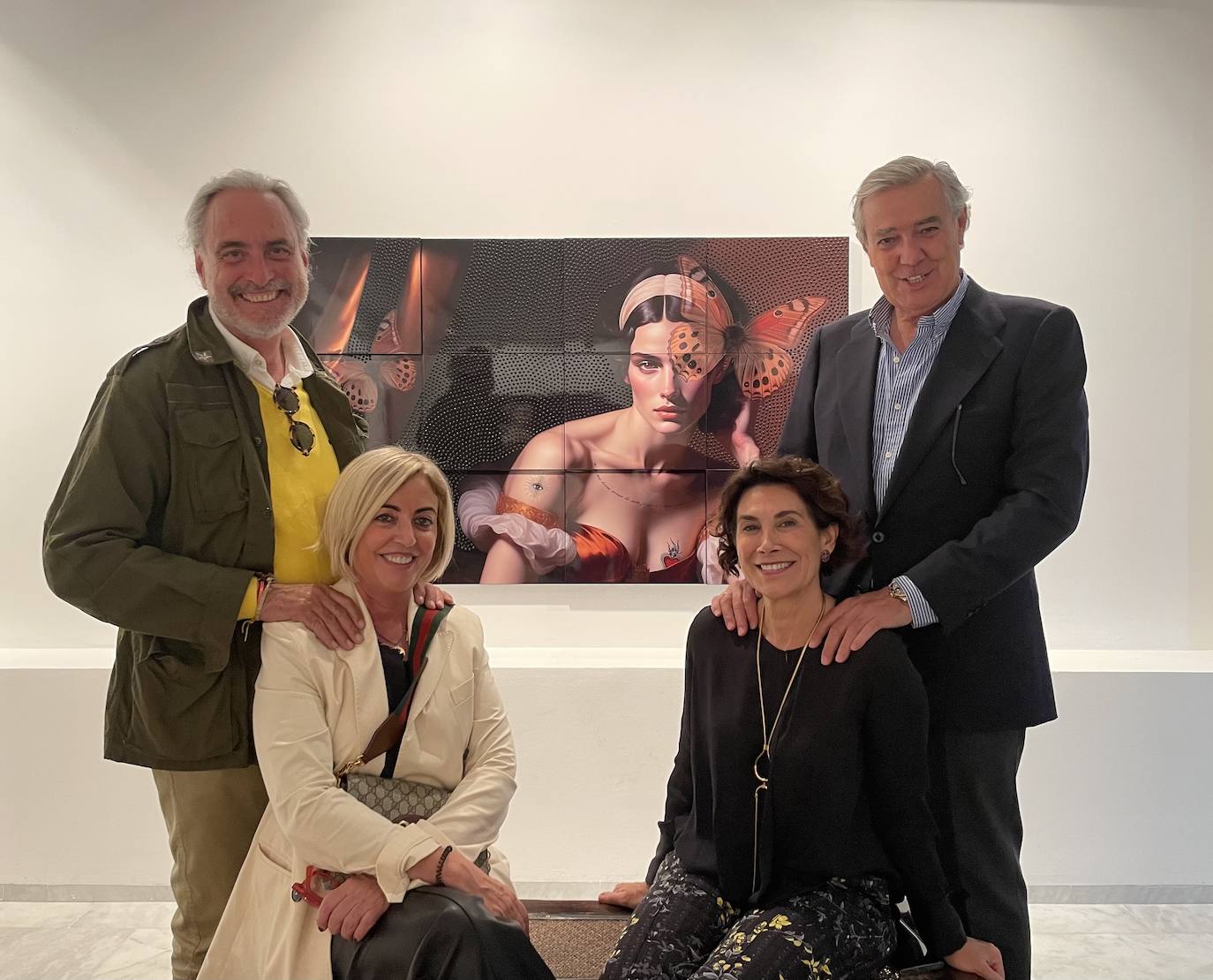 Salvador Villalba, Julia Pérez Broseta, Ana Serratosa y Javier Vela en la galería Serratosa.