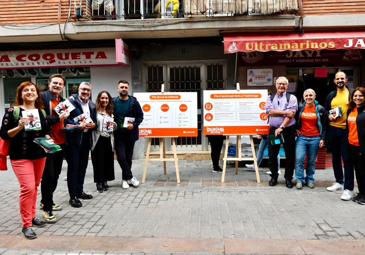 Ribó, con los candidato, en la presentación del plan económico.