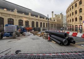 Obras en la calle Alicante de Valencia.