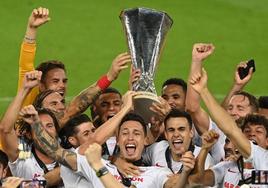 El Sevilla, con su Europa League conseguida ante el Inter en 2020.