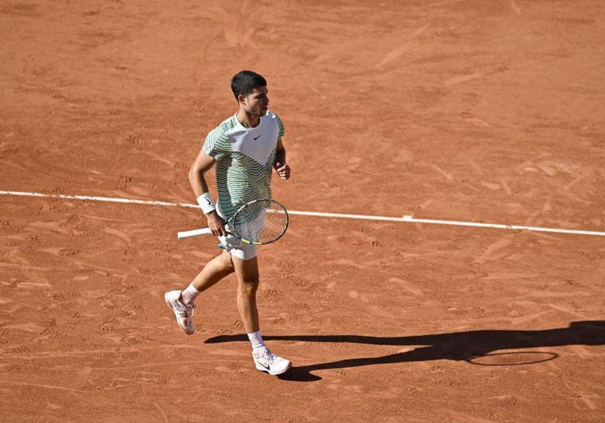 Carlos Alcaraz, en el encuentro de segunda ronda ante Taro Daniel.