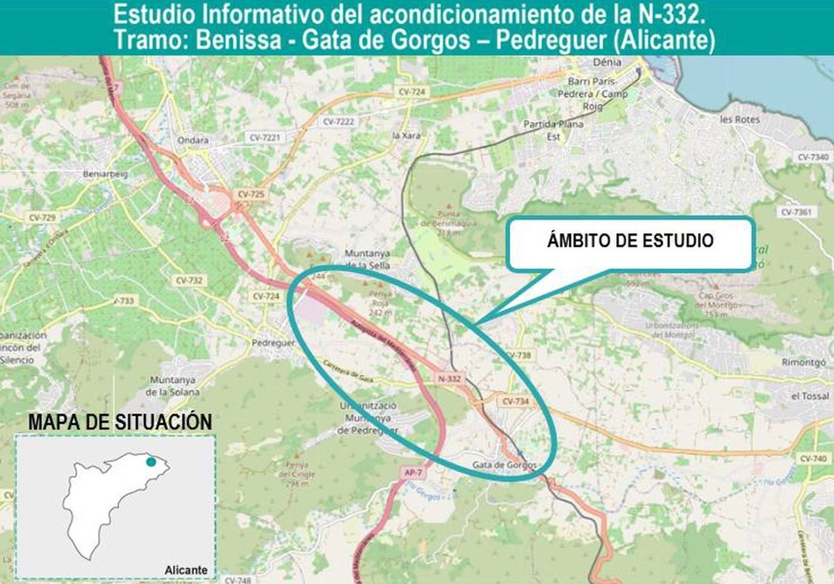 Mapa del ámbito de actuación de las obras de acondicionamiento.