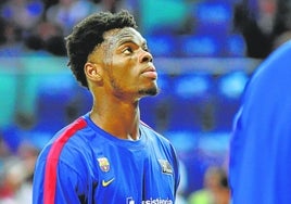 James Nnaji, antes del partido en el WiZink que dio el título al Barcelona.