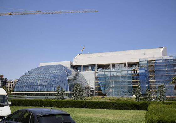 Los trabajos de rehabilitación del Palau de la Música.