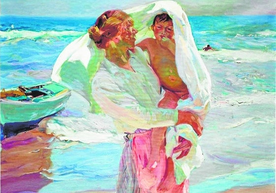 'Saliendo del baño', óleo pintado porJoaquín Sorolla en 1915 que se conserva en la Casa Museo del artista en Madrid.