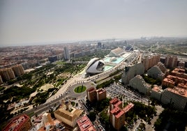 Imagen aérea de la Ciudad de las Artes y las Ciencias en Valencia.