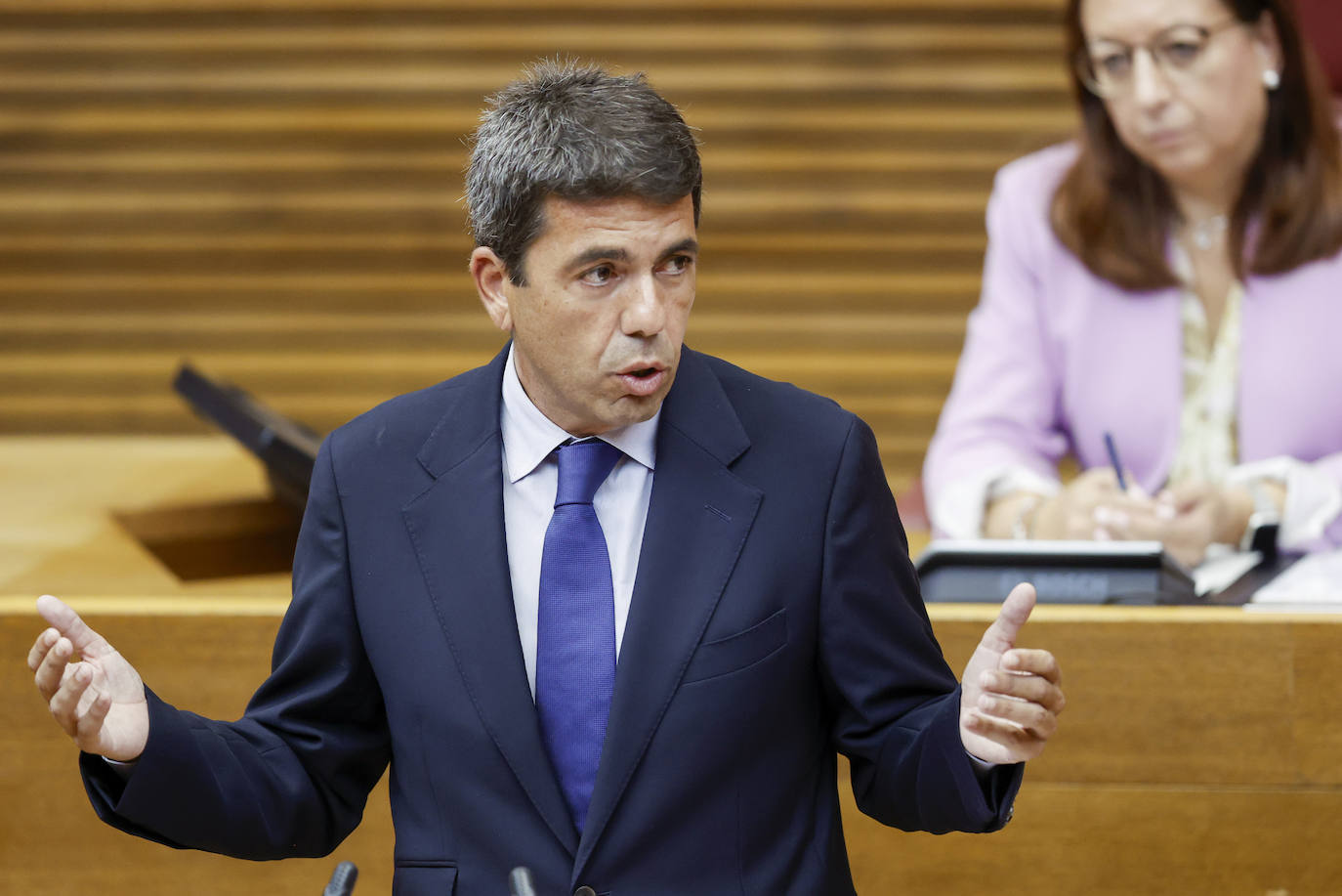 El próximo president de la Generalitat, Carlos Mazón comienza su discurso de investidura.