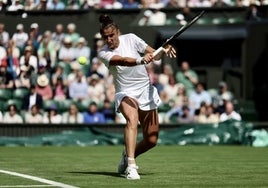 Sorribes, en el partido de ayer en Wimbledon.