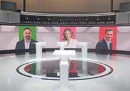 Abascal (VOX), Díaz (Sumar) y Sánchez (PSOE) protagonizan el último debate de la campaña electoral antes del 23J.