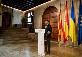 Carlos Mazón, durante su comparecencia ante los medios.