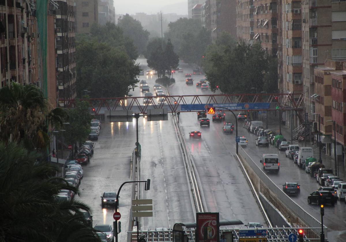 Lluvia en la ciudad de Valencia.