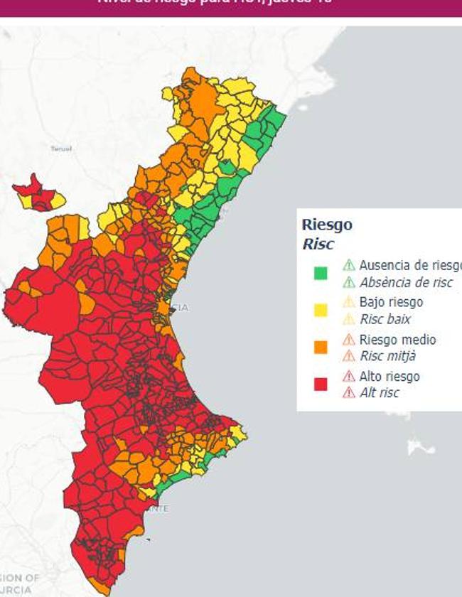 Nivel de riesgo para este jueves 10 de agosto