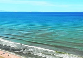 Una vista de la playa del Perellonet sucia.