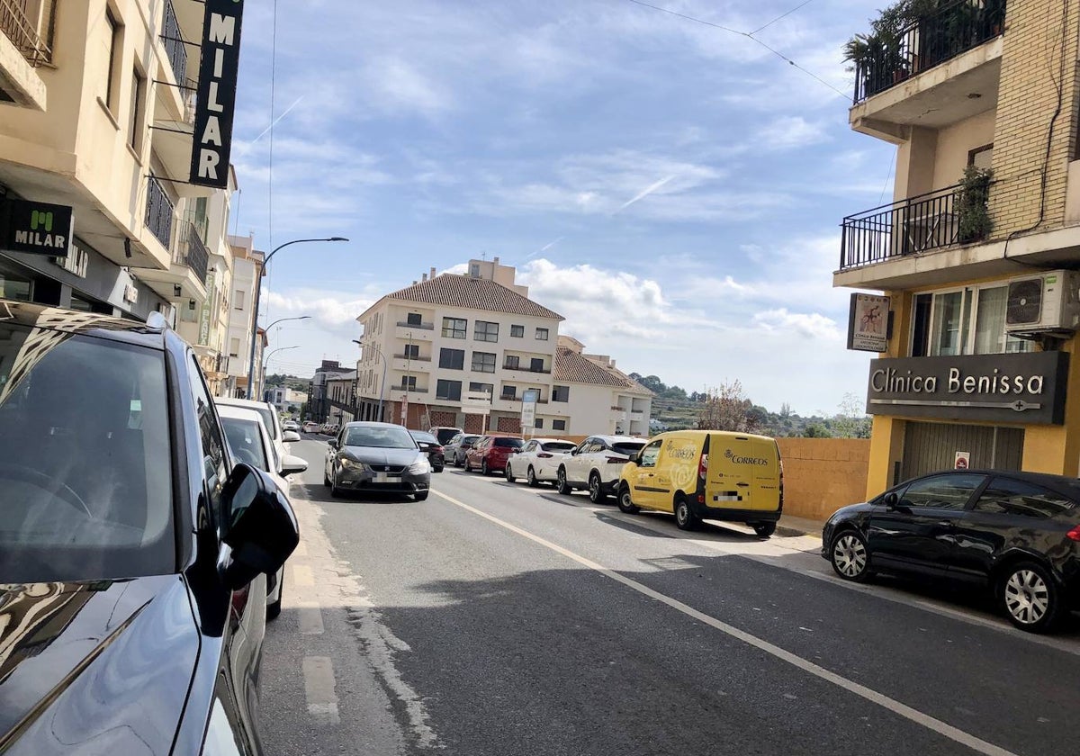 La avenida del País Valencia de Benissa, antigua carretera N-332.