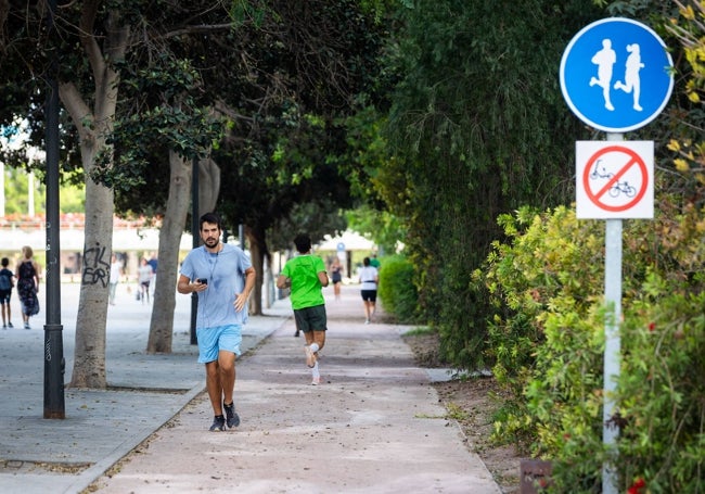 El carril cuenta con señales a lo largo del trazado .